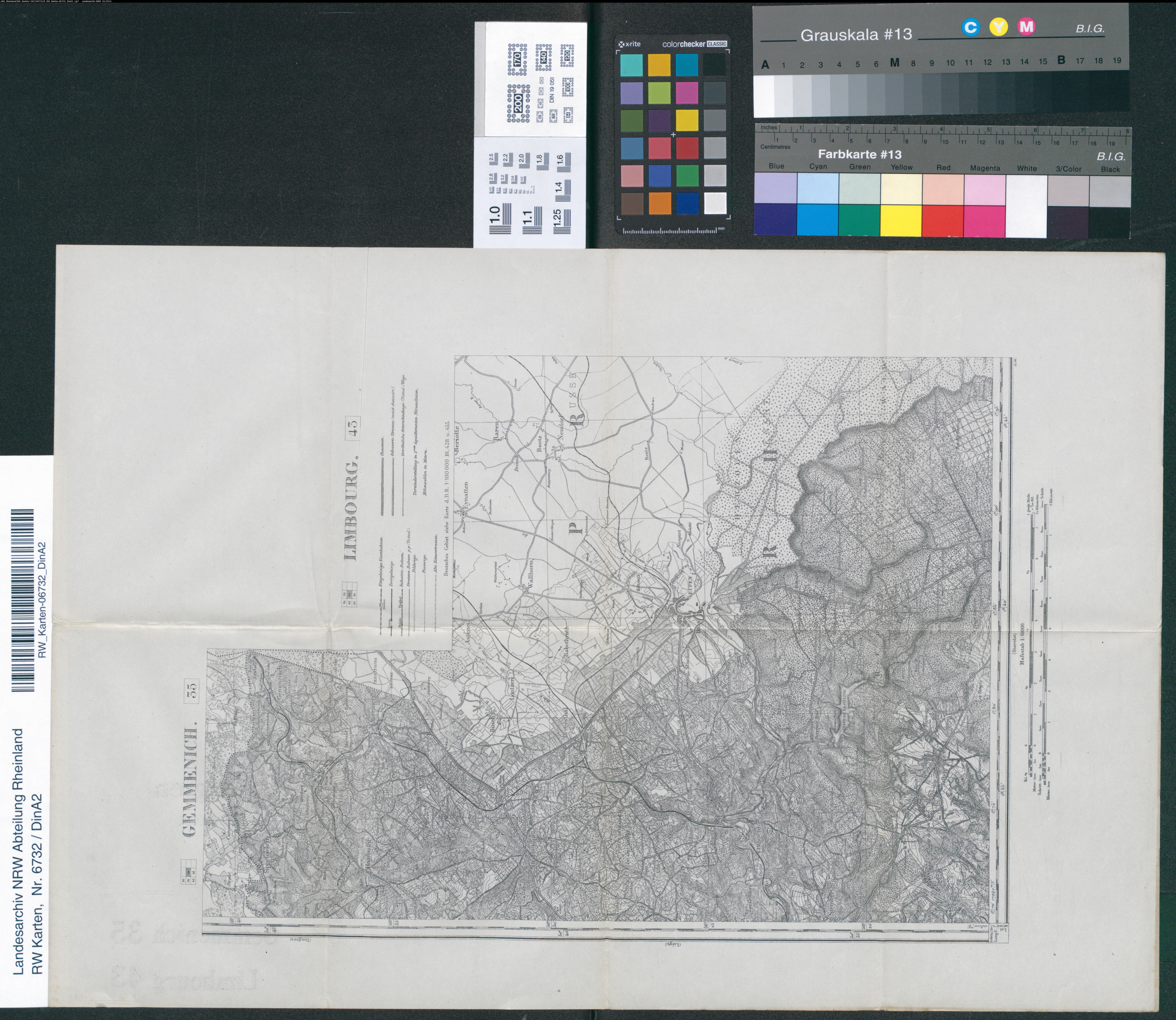 Topographische Karte von Belgien 1:60.000. 70 Sectionen ...